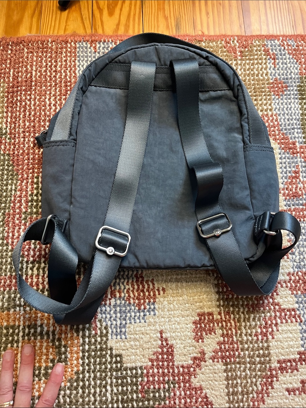Kipling Kae Small Backpack Gray Blue Crinkle Nylon Lightweight EUC - Picture 7 of 9